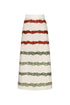 El Carmen Embroidered Cotton Midi Skirt / Ivory Striped Helechos